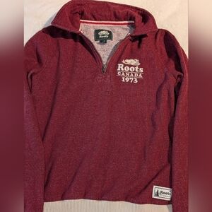 Roots Burgundy Half-Zip Pullover. XS.